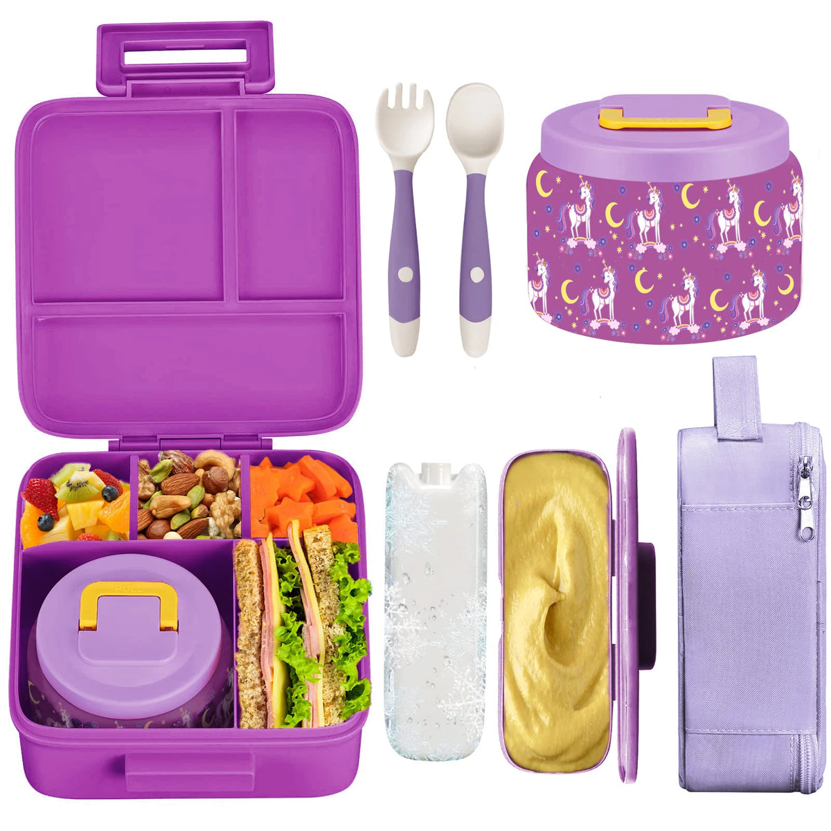 Kids Bento Lunch Kit - Food Jar, Lunch Bag, Ice Pack & Cutlery - photo 7