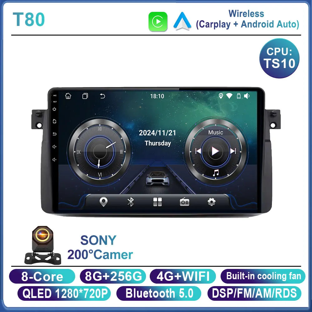 Android 16 Car Radio For BMW E46 M3 X5 1998-2006 Multimedia Video Player GPS 4G Carplay Auto Stereo RDS DSP DVD Head Unit WIFI