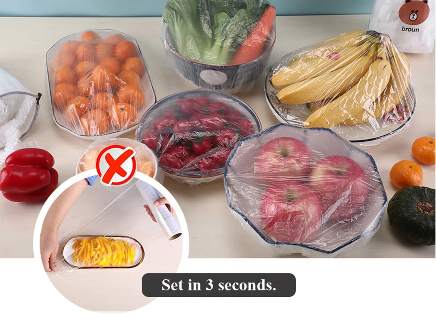Reusable Disposable Food Cover Plastic Wrap Durable Elastic Food Lids for Bowls Elastic Plate Covers For Kitchen Food Saver Bag