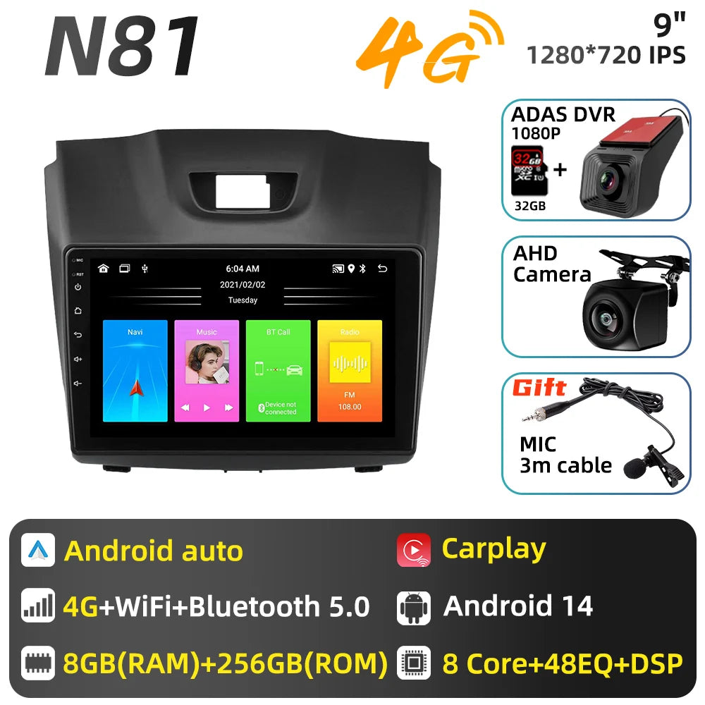 Car Multimedia For Chevrolet S10 Isuzu DMAX D-Max 2014 - 2018 Android Car Radio Player Carplay Auto GPS Navigation Stereo 2 Din