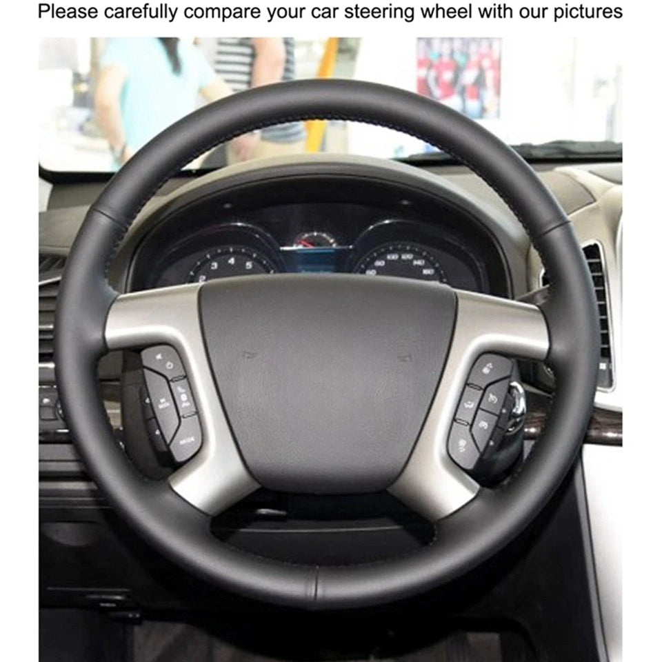 Hand-Sewn Leather Steering Wheel Cover — Chevrolet Captiva, Silverado & GMC Sierra (2007–2014)