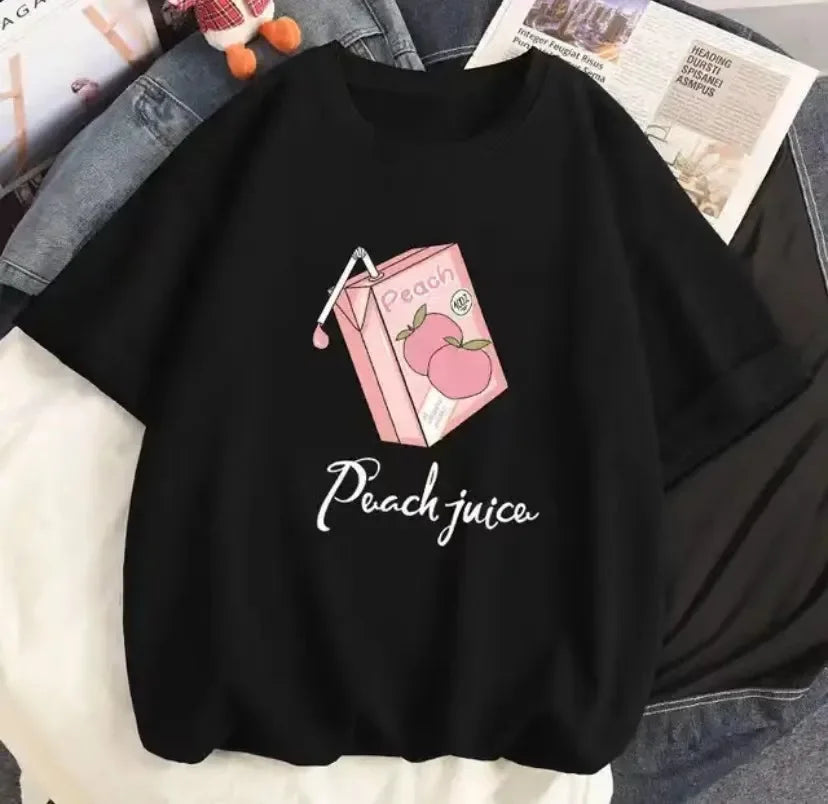 2026 Strawberry Girl Short Sleeved T Shirt Summer Women White Loose T-shirts Harajuku Kawaii Female Tops Y2k Clothes