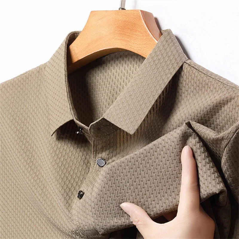 Men's Ice-Silk Polo - Wrinkle-Resistant Cool-Touch, Quick-Dry