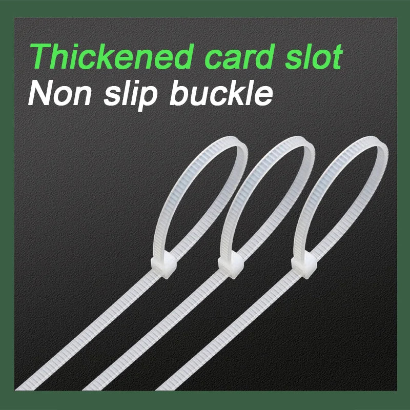 Nylon Cable Ties – Wire Bundling, Pipe Fixing, Self-Locking, Tighter When Pulled, Thickened Buckle