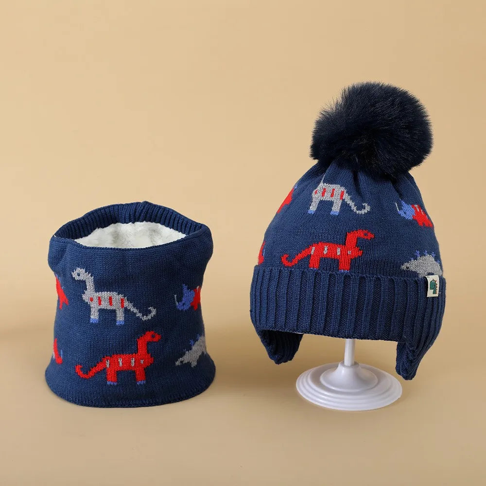 Kids Ear Flap Beanie & Scarf Set - Soft Knit Winter Hat 2 Piece - photo 7