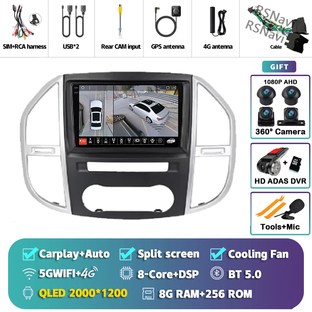 Android Car Radio Head Unit with CarPlay for Mercedes-Benz Vito W447 (2014-2020)