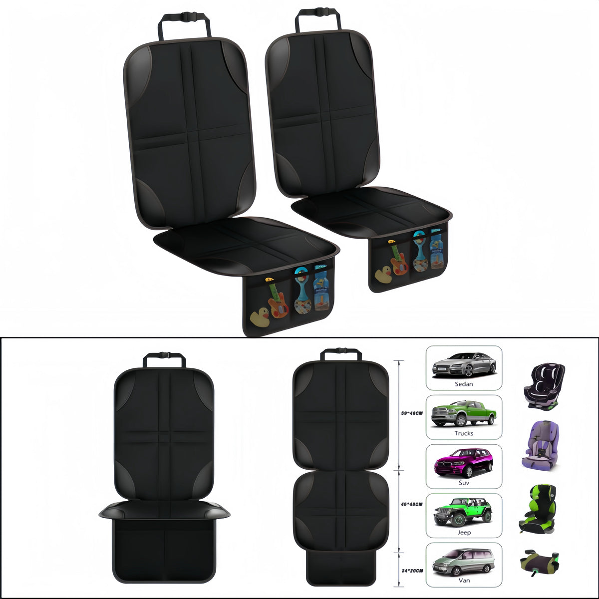 Universal Car Seat Protector - For Kids & Pets, With Pockets