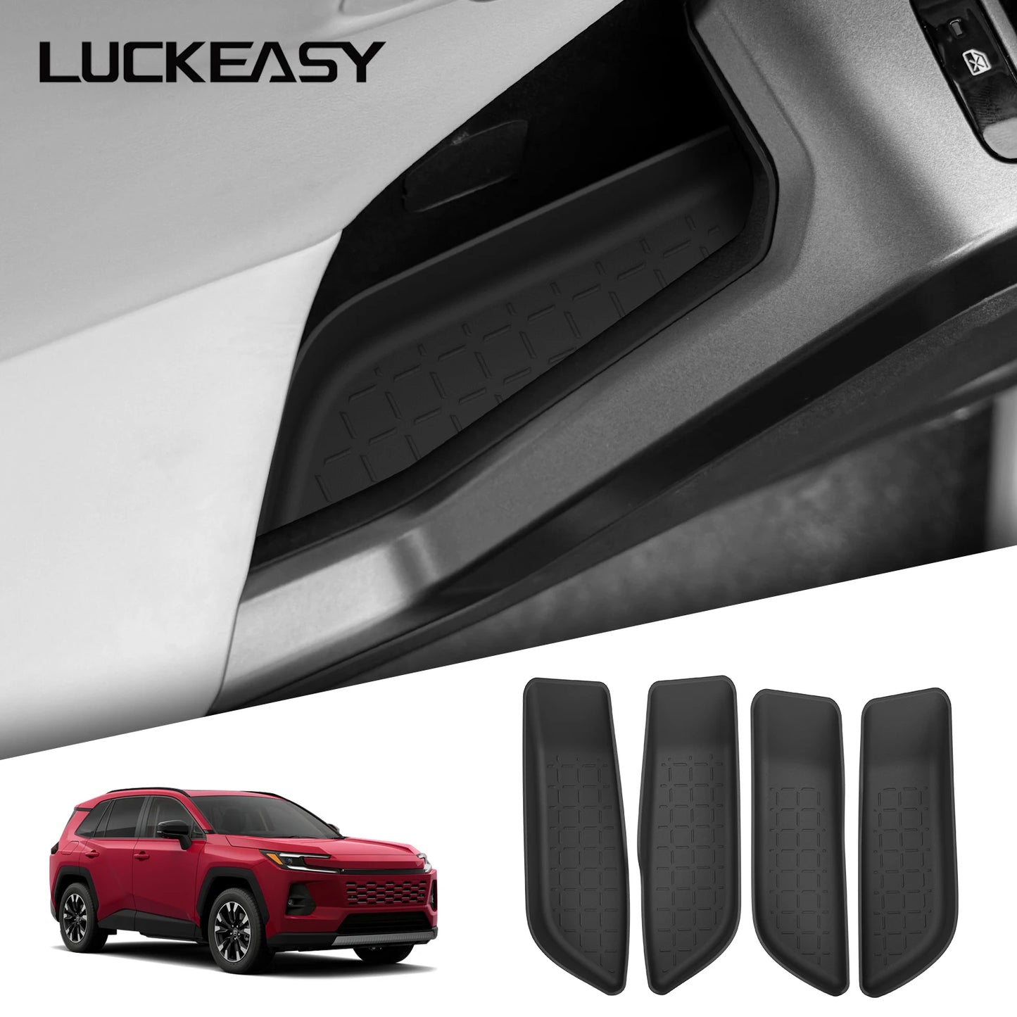 LUCKEASY for Toyota RAV4 2026 Car Door Handle Storage Box Car Interior Accessories Front Rear Door Storage Organizer Tray