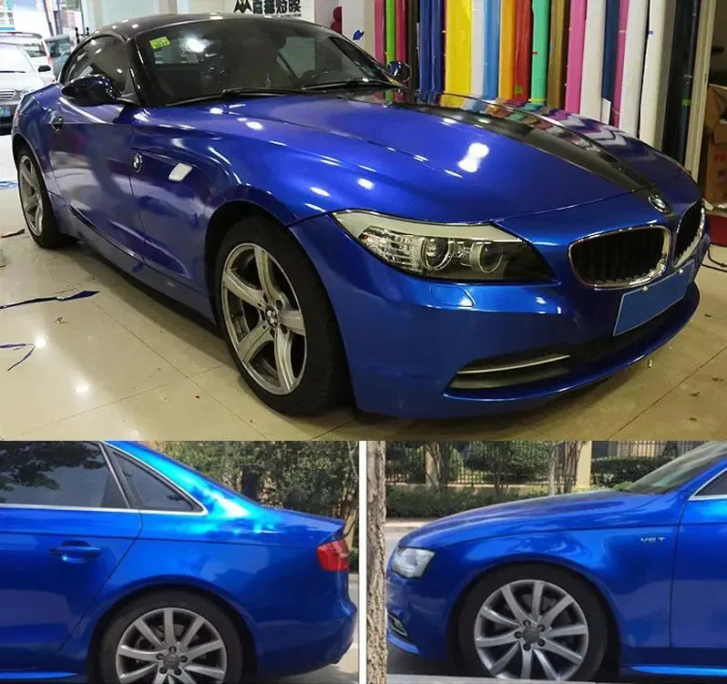 Glossy Candy Vinyl Metallic Wrap Film Red Blue Grey Silver Motorcycle Adhesive Sticker Waterproof For Car Accessories Decals