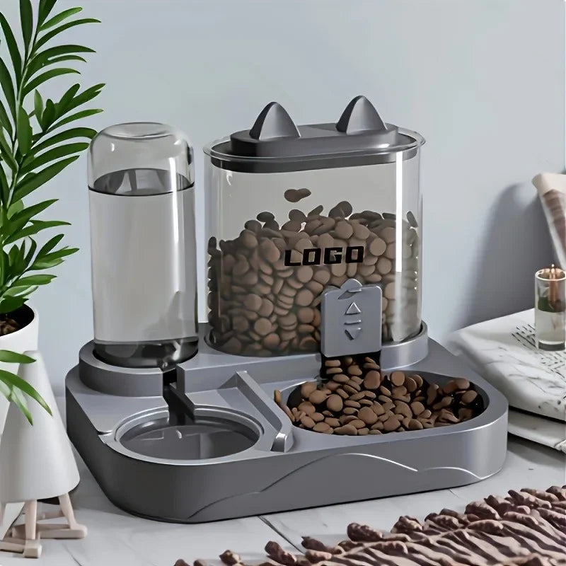 Gravity Cat Feeder and Water Dispenser, 2-in-1, No Battery