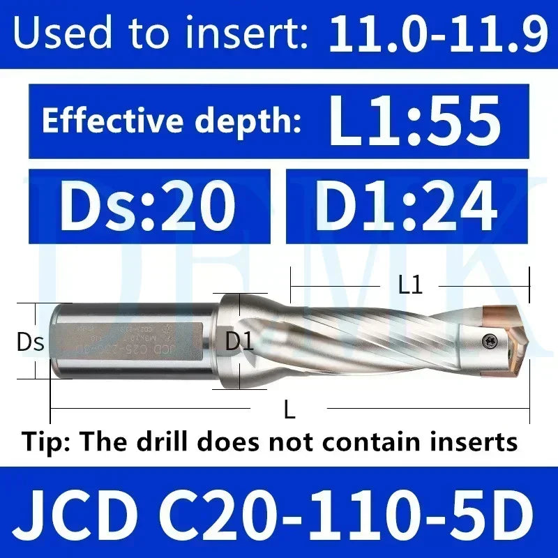 JCD Crown U-Drill Rod 10-25mm, Internal Cooling Indexable Drill