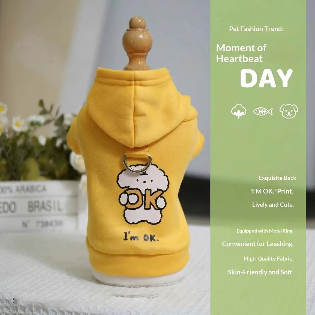 Cartoon Print Dog Hoodie with Leash Hole - Soft Puppy Sweatshirt - photo 5