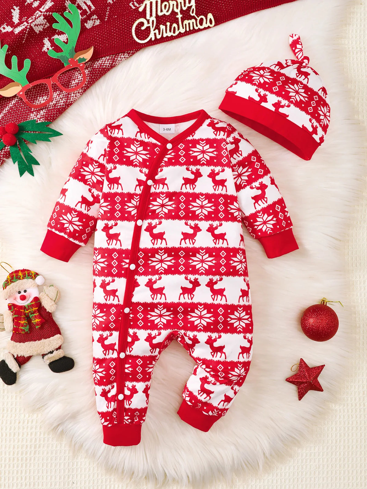 Baby Boy Bear Print Romper - Long Sleeve Button-Front Onesie - photo 15