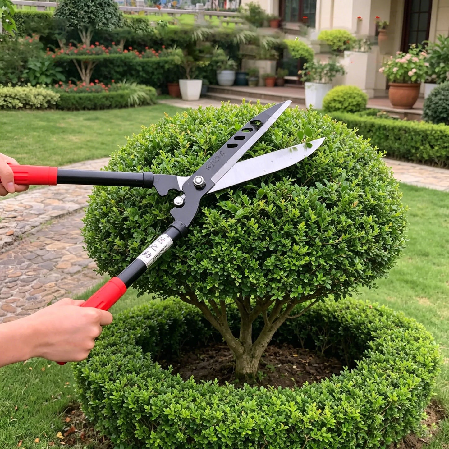 Long-reach bypass hedge lopper and branch pruner