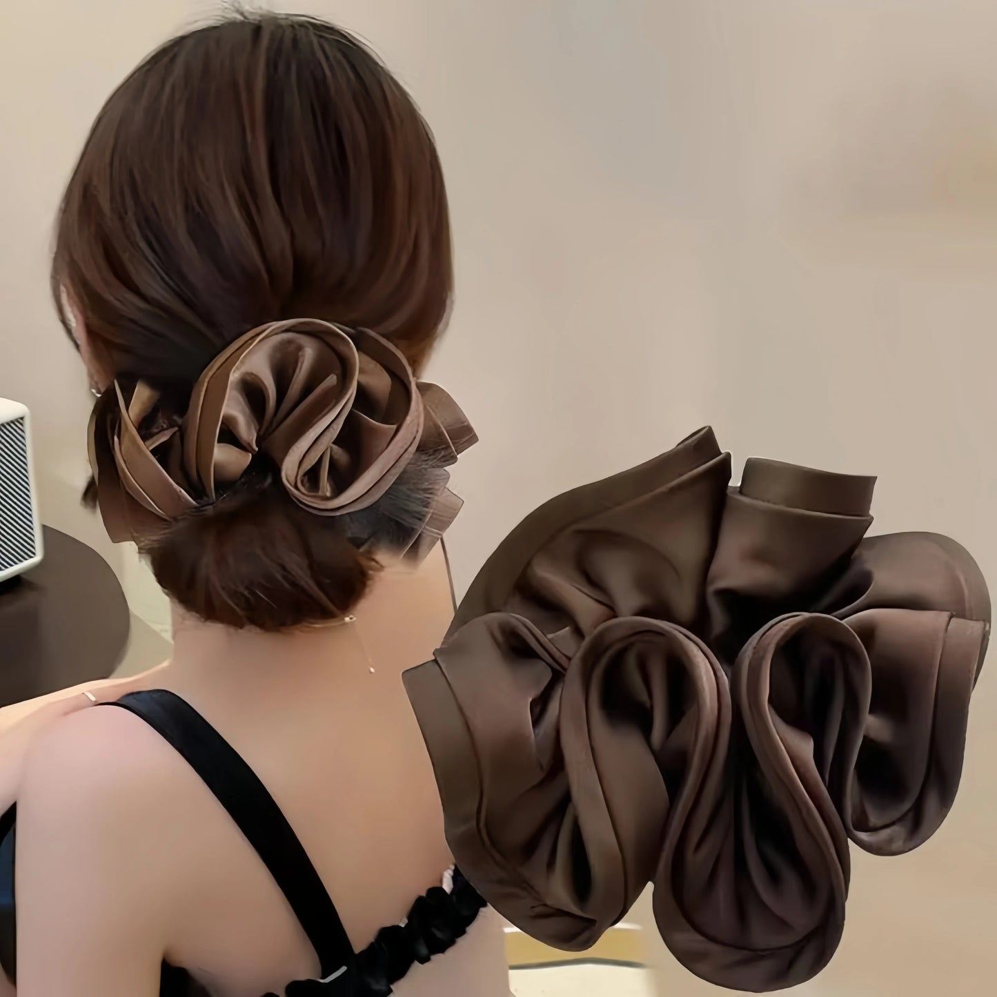 Korean Satin Ribbon Scrunchies – Elastic Hair Ties & Bow Ponytail Accessories for Women (Single & Multi-Pack)