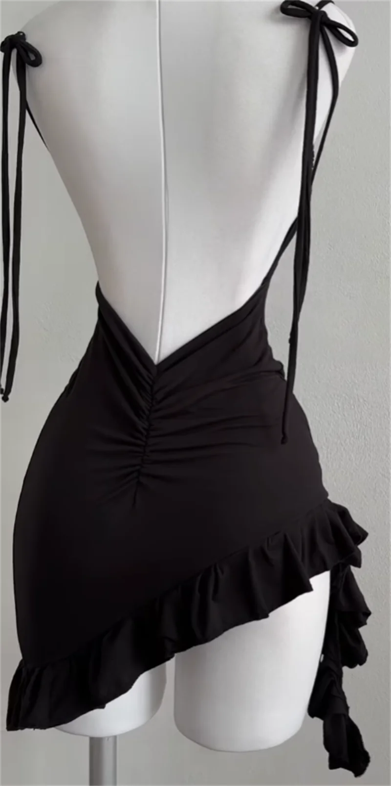 Women's Backless Ruffle Mini Dress — Lace-Up Bodycon Y2K Party Sundress