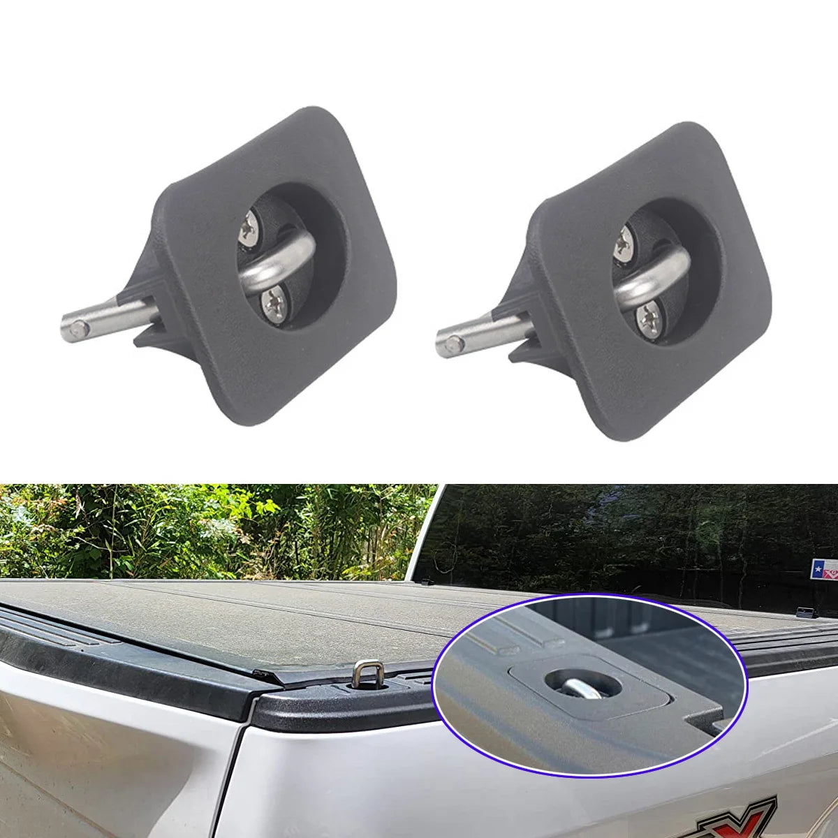 1Pair Pickup Tie Down Anchor Retractable Truck Bed Top Side Wall D Ring Clip Hook For Ford F150 98-14 For Silverado GMC Sierra