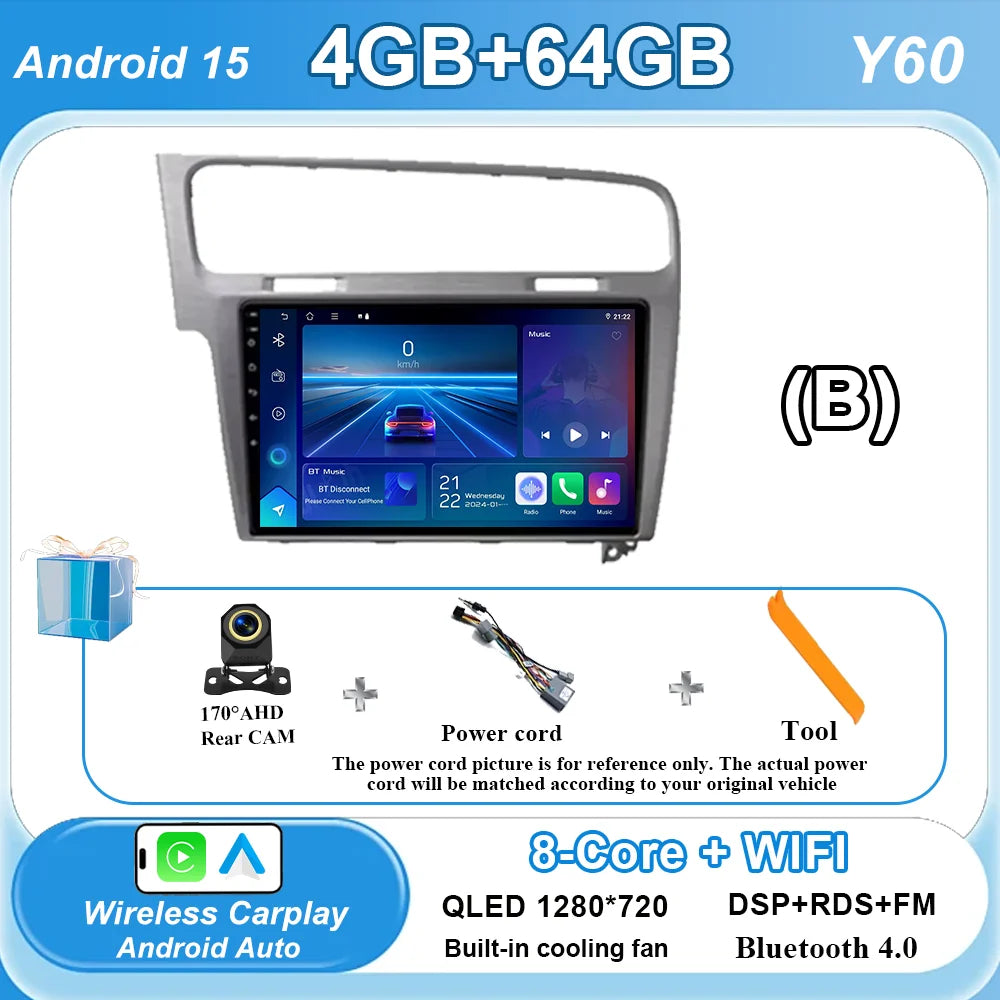 Car Stereo with Apple CarPlay & Android Auto, Compatible with VW Golf 7 (2012-2020)