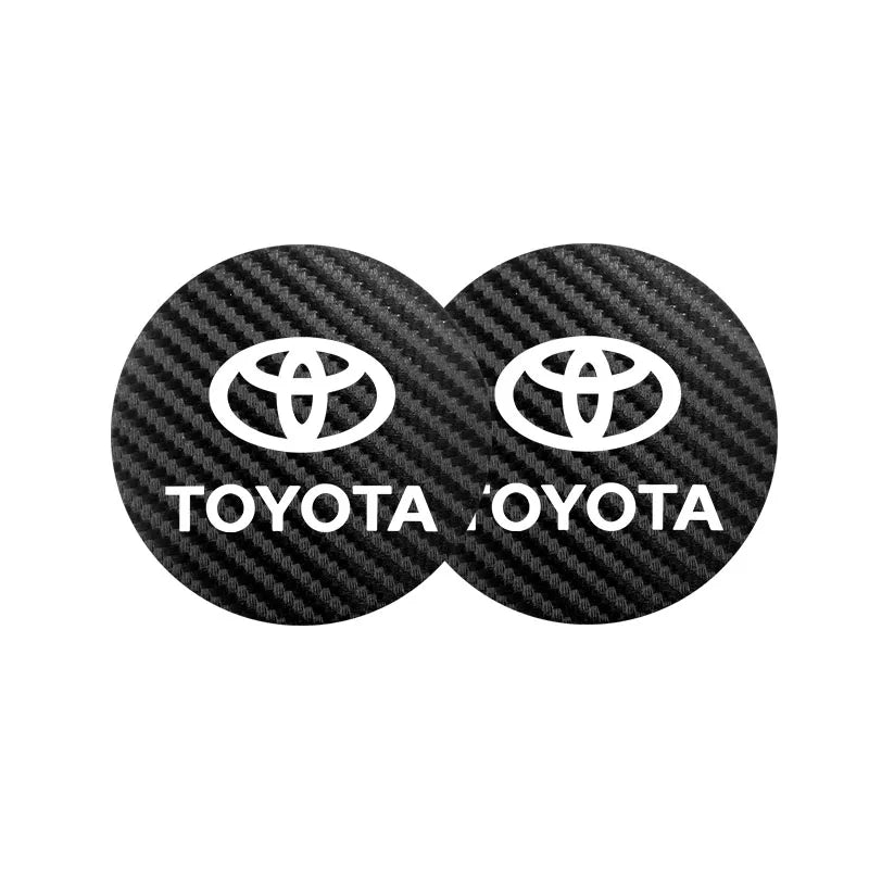 2Pcs Leather Coaster Anti-noise Water Cup Pad Cushion For Toyota TRD Gazoo Racing Corolla Yaris Chr Auris Rav4