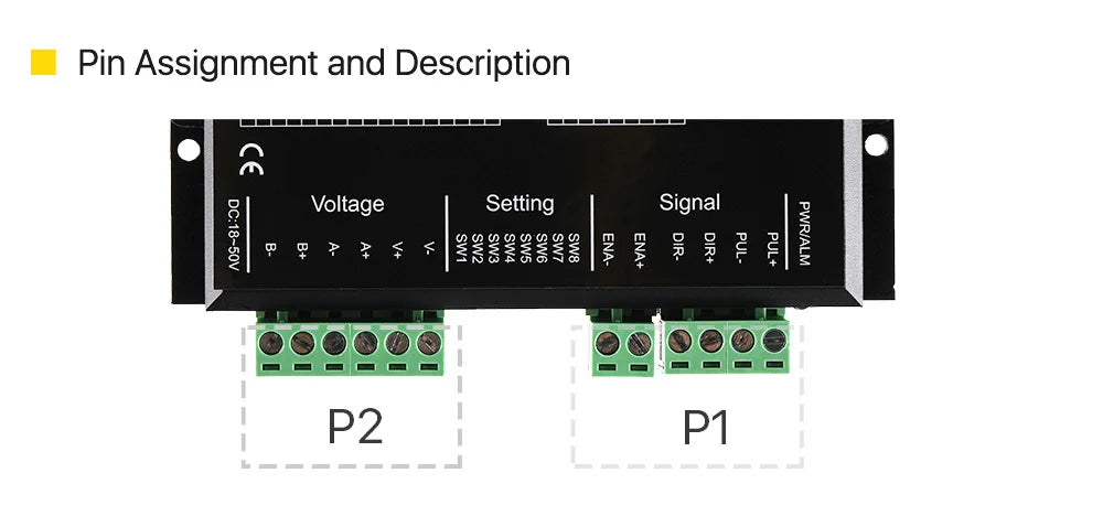 Cloudray DM556S 2-Phase Stepper Motor Driver — 18–50VDC, 1.4–5.6A (Nema 17/23/34)