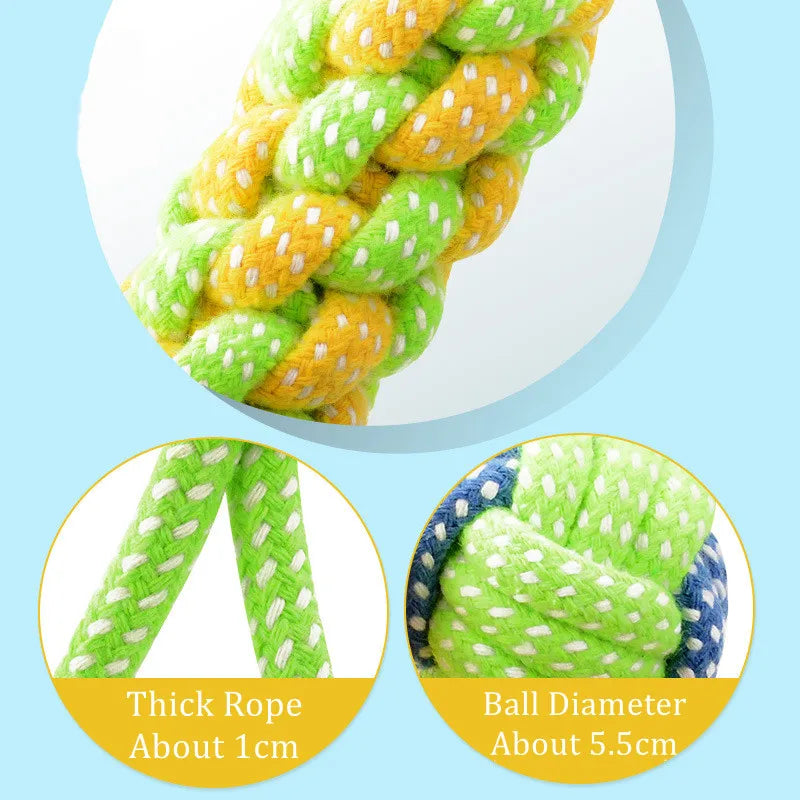 Cotton Rope Dog Toy Ball - Chew & Toothbrush Tug Toy – photo 3