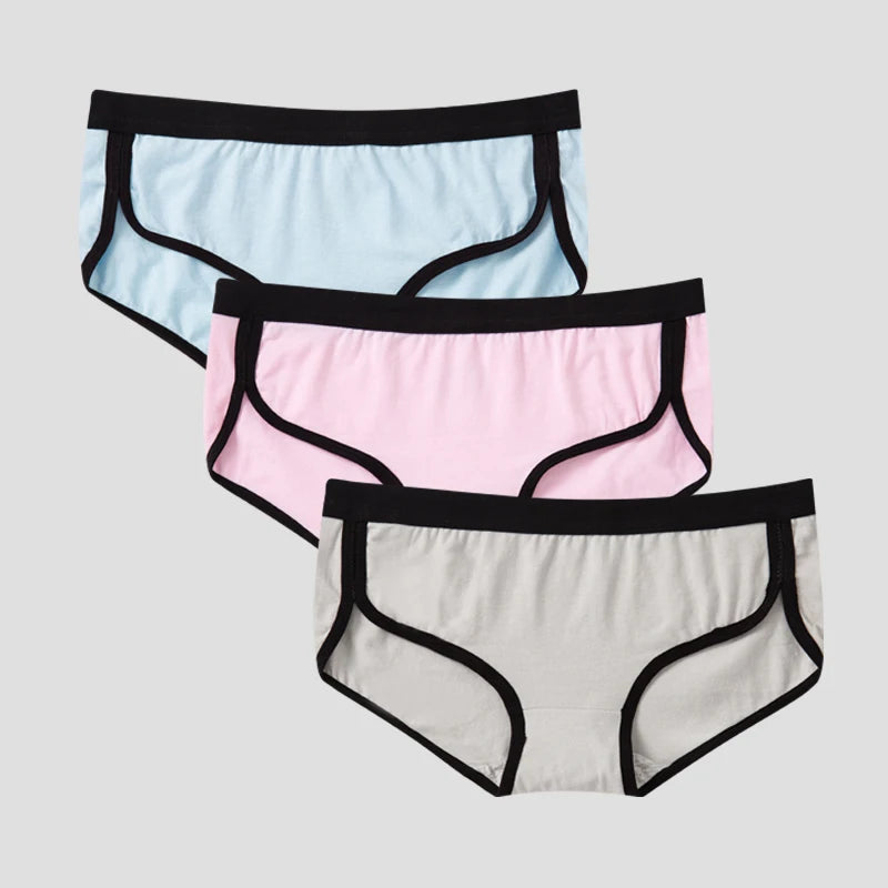 BANNIROU 3-Pack Cotton Briefs – Breathable Low-Rise Panties