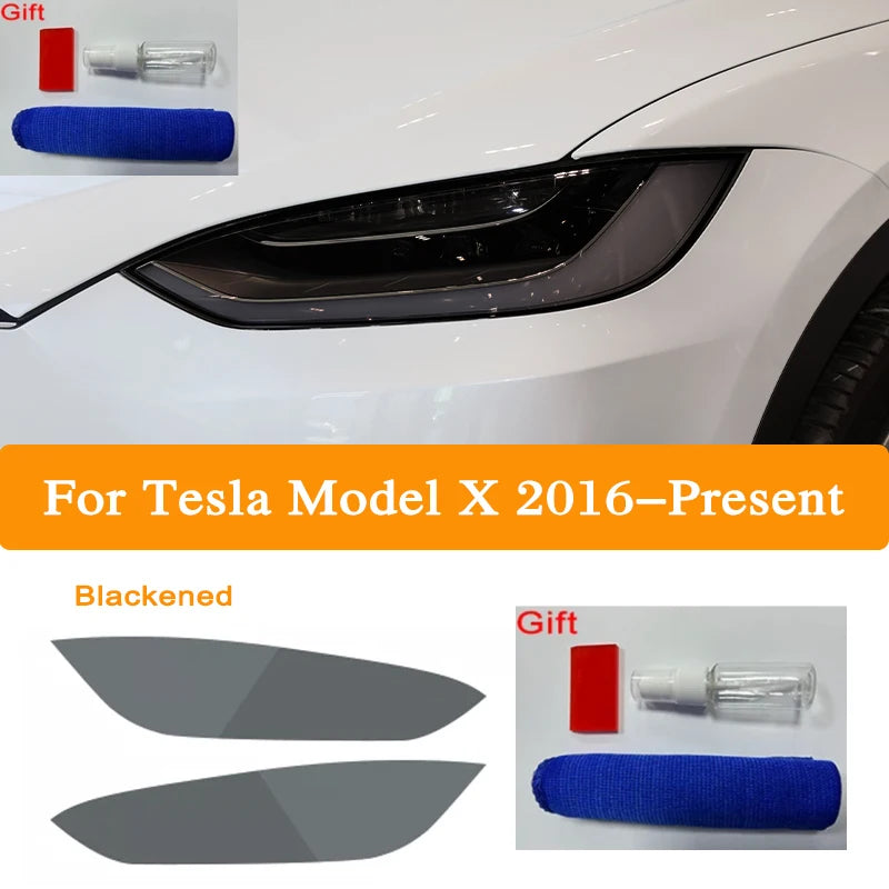 Headlight Tint Smoke Black TPU Protective Film – Compatible with Tesla Model 3, Y, S, X