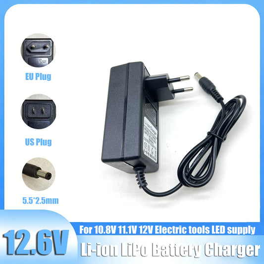 12.6V 2A Li-ion Battery Charger for 3S 18650 10.8V 11.1V 12V Electric Tools LED Power Supply EU US Plug Universal Power Adapter