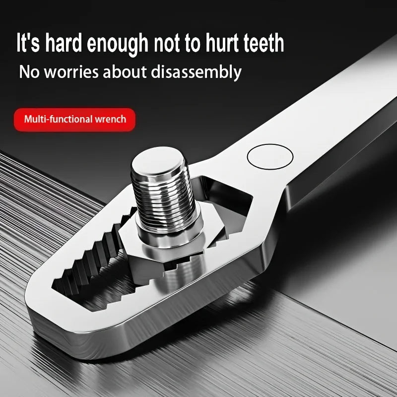 3Pcs Black Double-Head Wrench Kit, High-Hardness Steel, Adjustable & Box-End for Maintenance