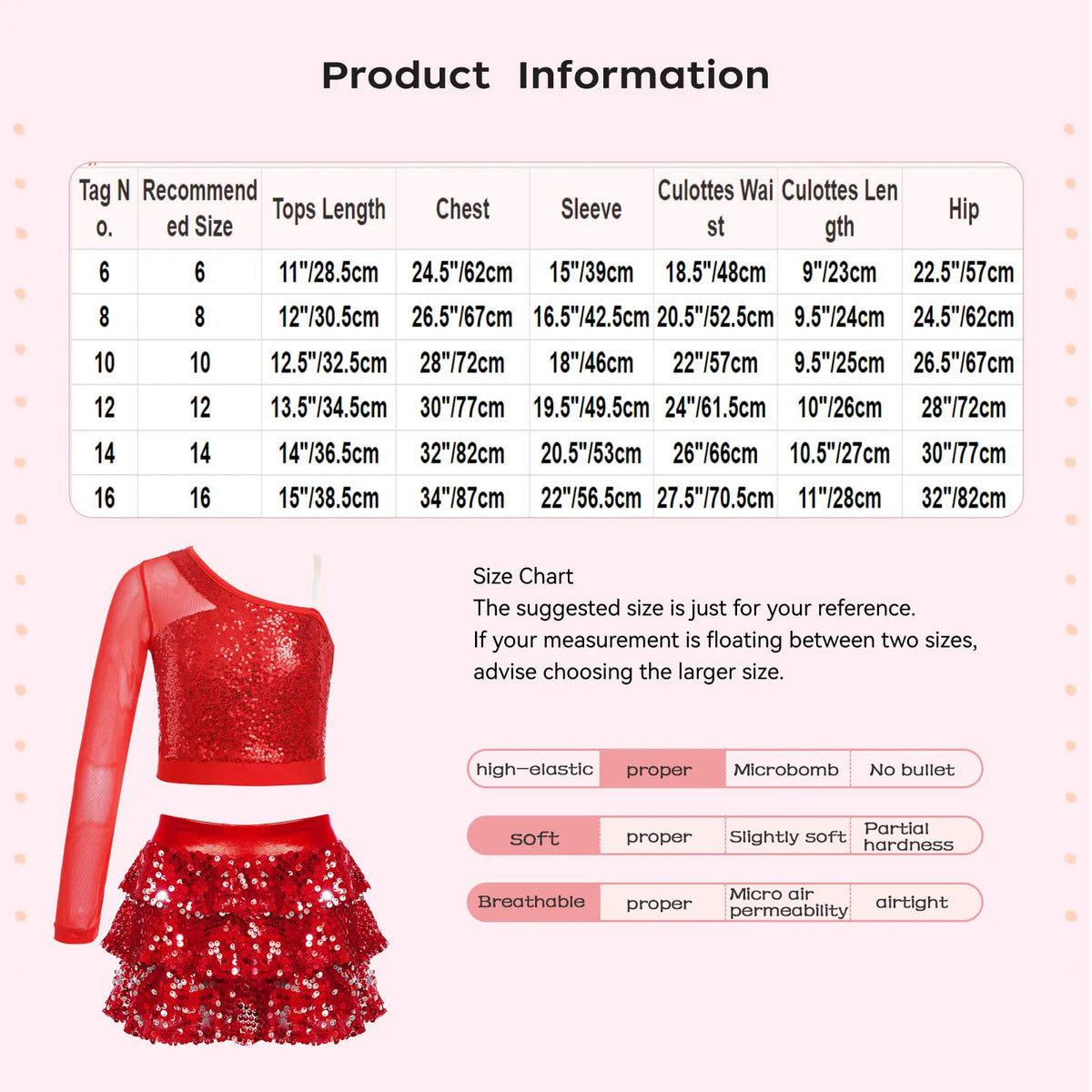 Girls sequin crop top and culotte Latin jazz set