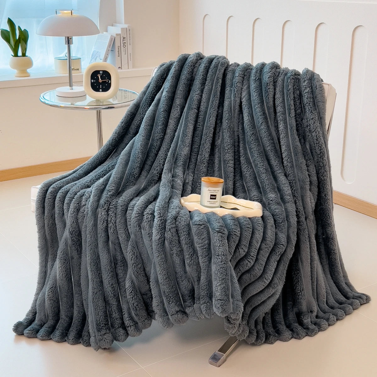 Wide Striped Multi-Use Blanket, Bed Cover and Nap Blanket