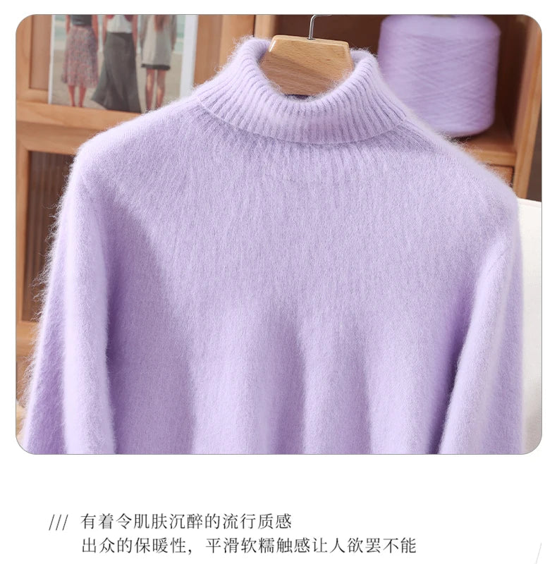 Women's High Collar Knit Sweater, Thick Pullover