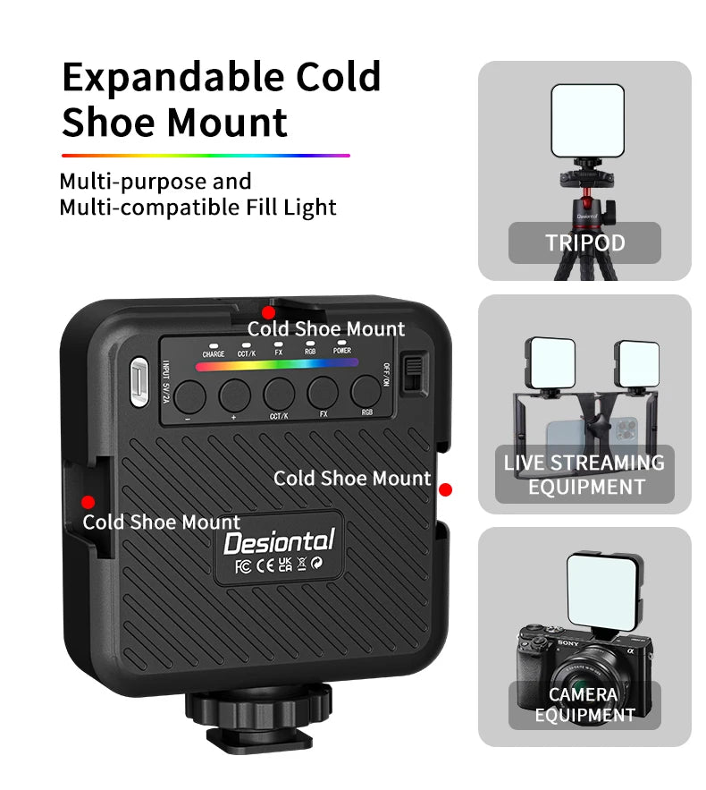 X1 RGB Video Lights Mini LED Camera Light 3000mAh Rechargable LED Panel Lamp Photo Video Lighting for Youtube Tik tok
