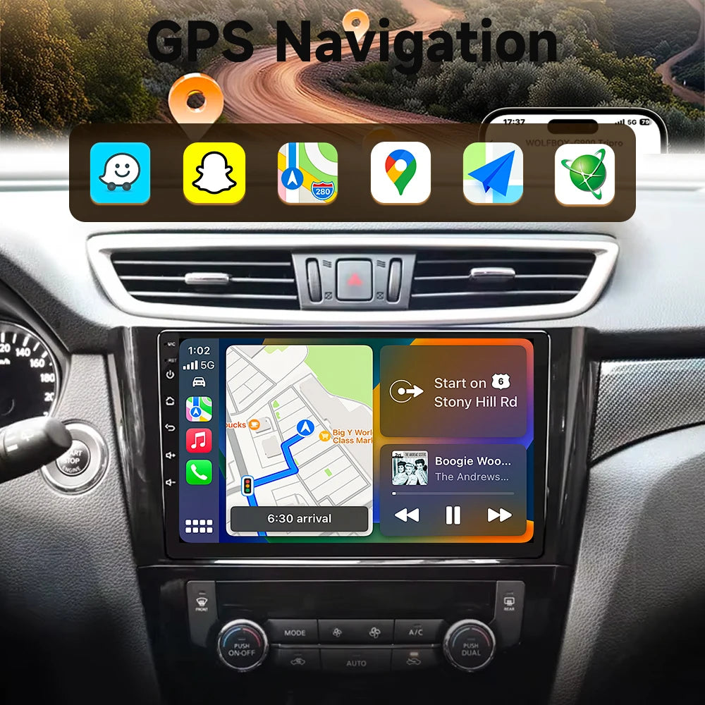 Wireless CarPlay Android Auto Car Radio for Nissan Qashqai J11 X-Trail 3 2013-2017 avigation GPS Car Radio Multimedia Video Play