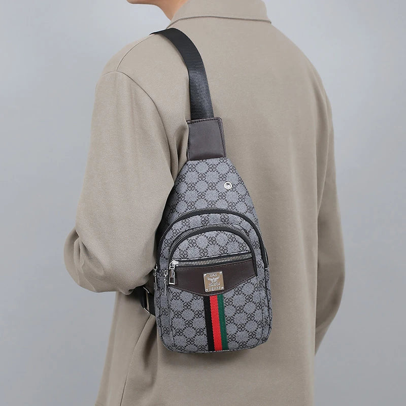 Men's Multifunction Messenger Bag Shoulder Cloth Chest Bags Crossbody Casual Handbag with Earphone Hole