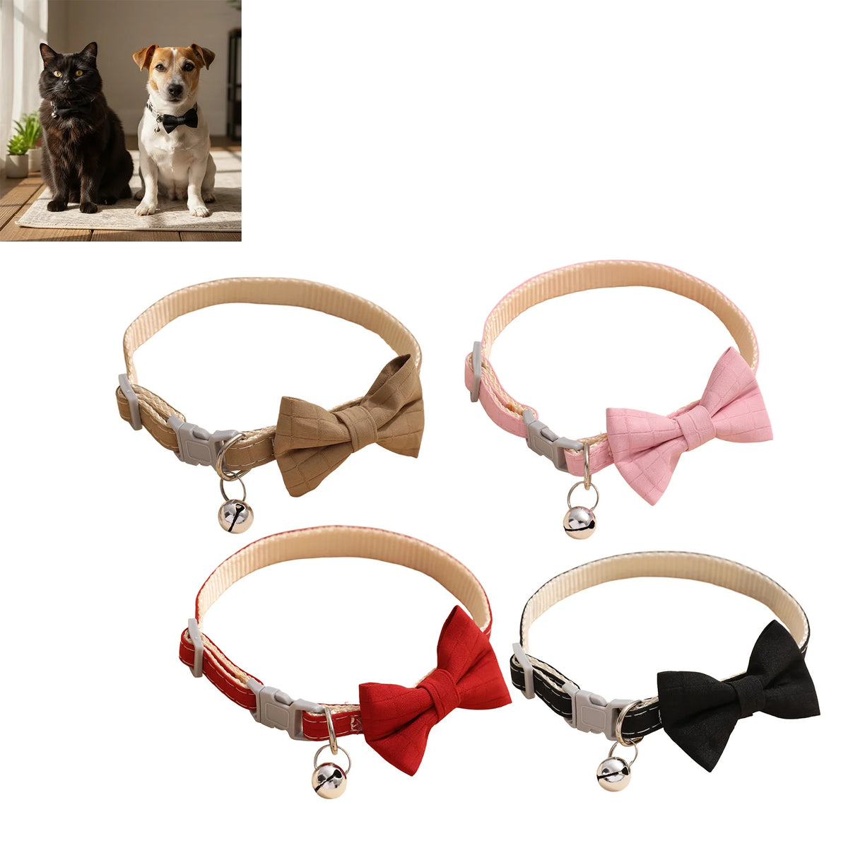 Pet Collar Adjustable 22-28cm Cat Collars Cute Bowknot Necklace Soft Bell Puppy Lead Pet Product Cat Dog Accessories