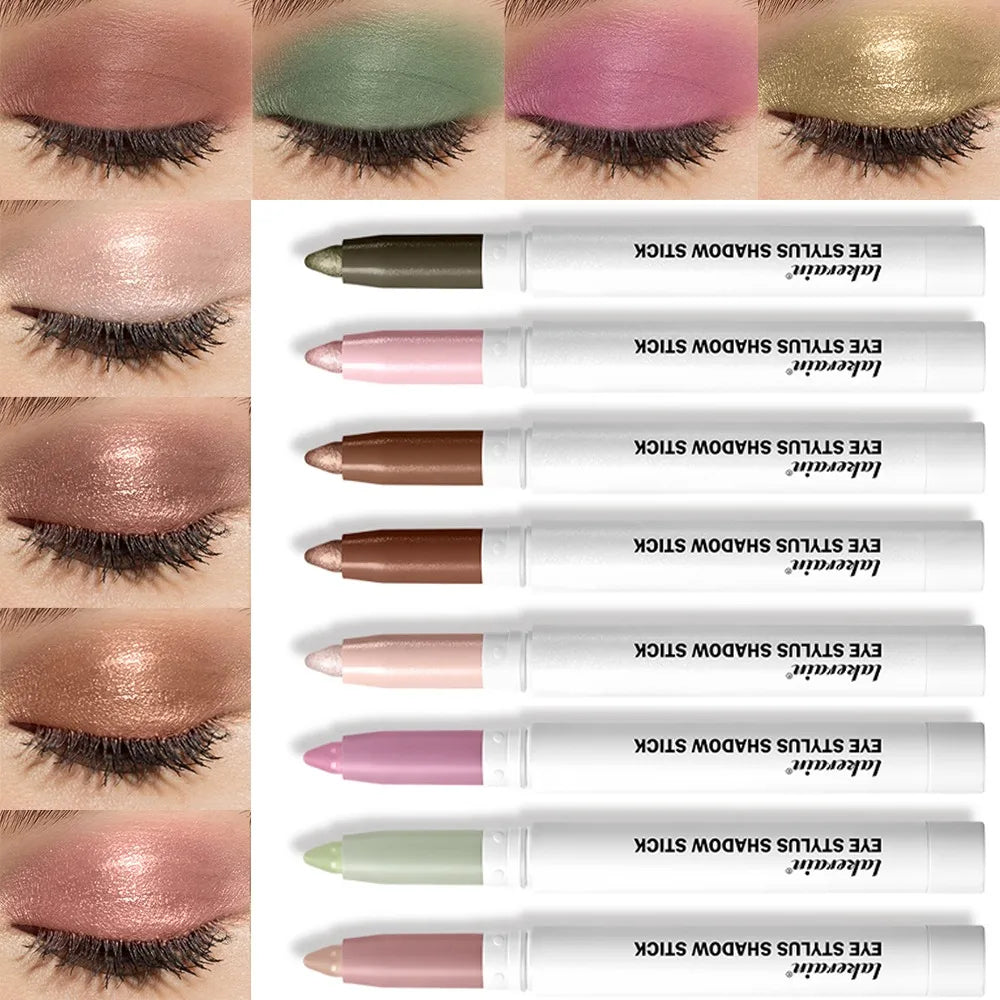 Waterproof Eyeshadow Sticks Long Lasting High Pigmented Shimmer Glitter And Matte Neutral Brown Eyeshadow Pencil Crayon Makeup