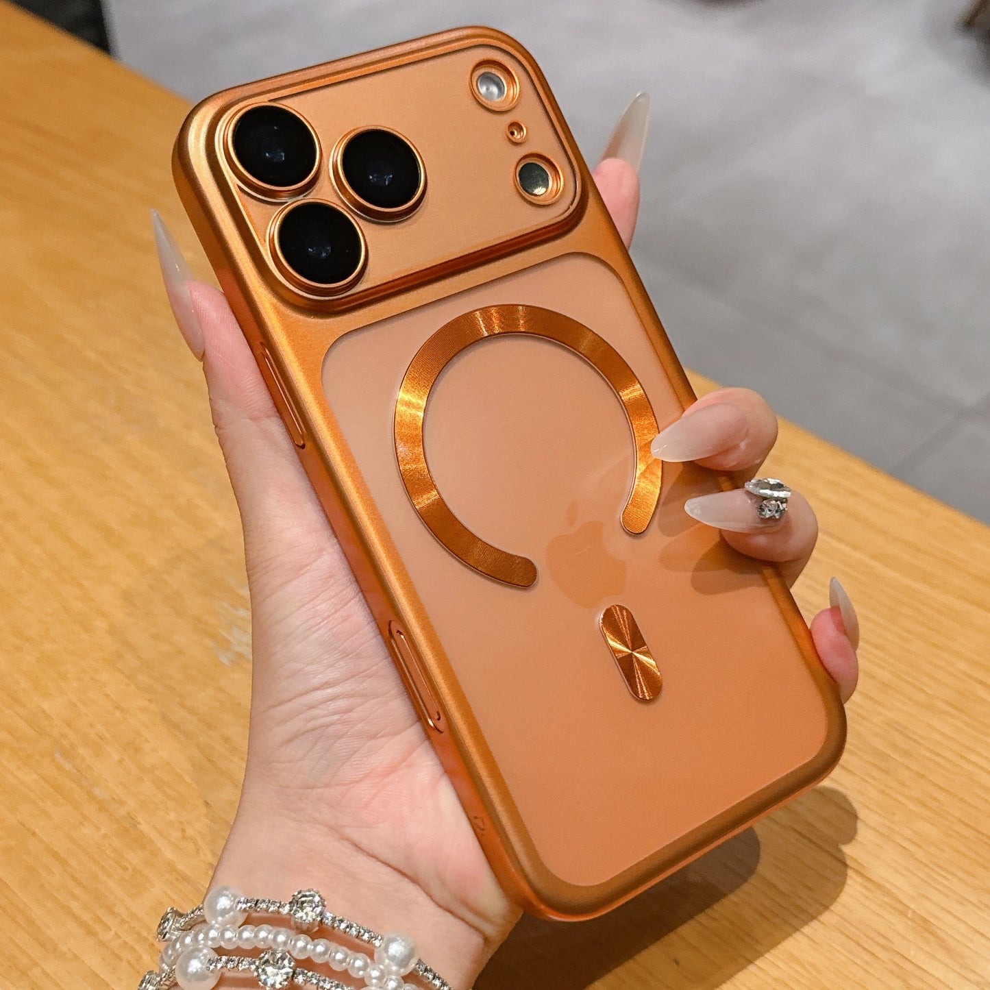 Luxury Matte Plating Phone Case Compatible with iPhone 15 to 17 Pro Max and Air - MagSafe, Shockproof Lens Film Translucent Cover