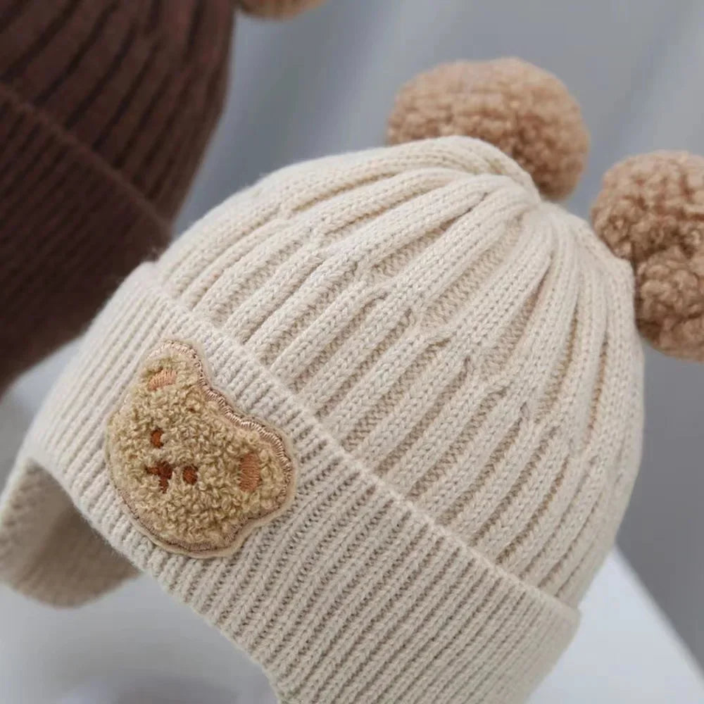 Toddler Bear Ear Knit Hat - Thick Warm Winter Ear Flap Cap - photo 3