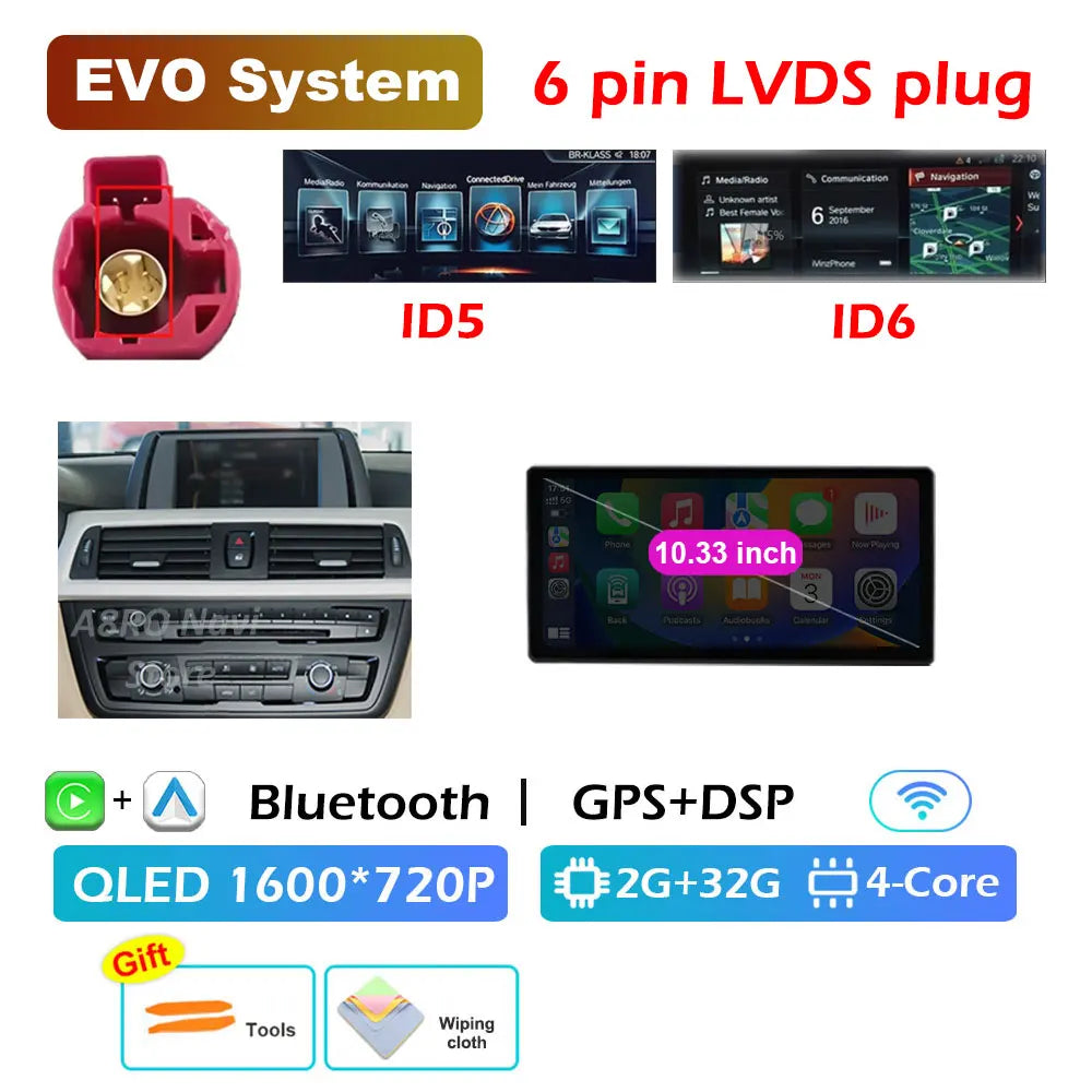 Wireless CarPlay & Android Auto Retrofit Module, Compatible with BMW 3 4 Series F30 F32 (NBT EVO)