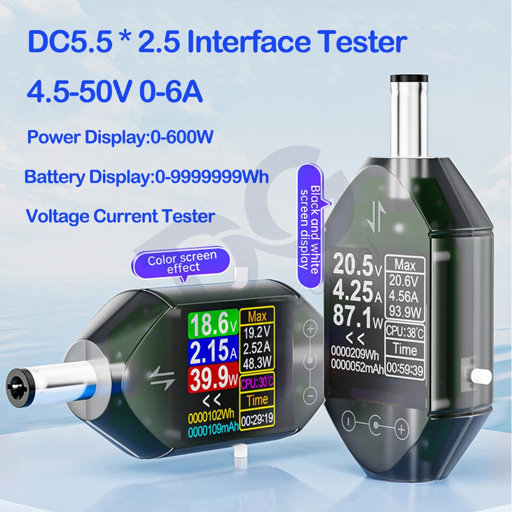 DC5.5 * 2.5 Interface Tester DC 4.5-50V 0-12A High-precision Voltage Current Tester Digital Voltmeter Ammeter Power Meter DT550