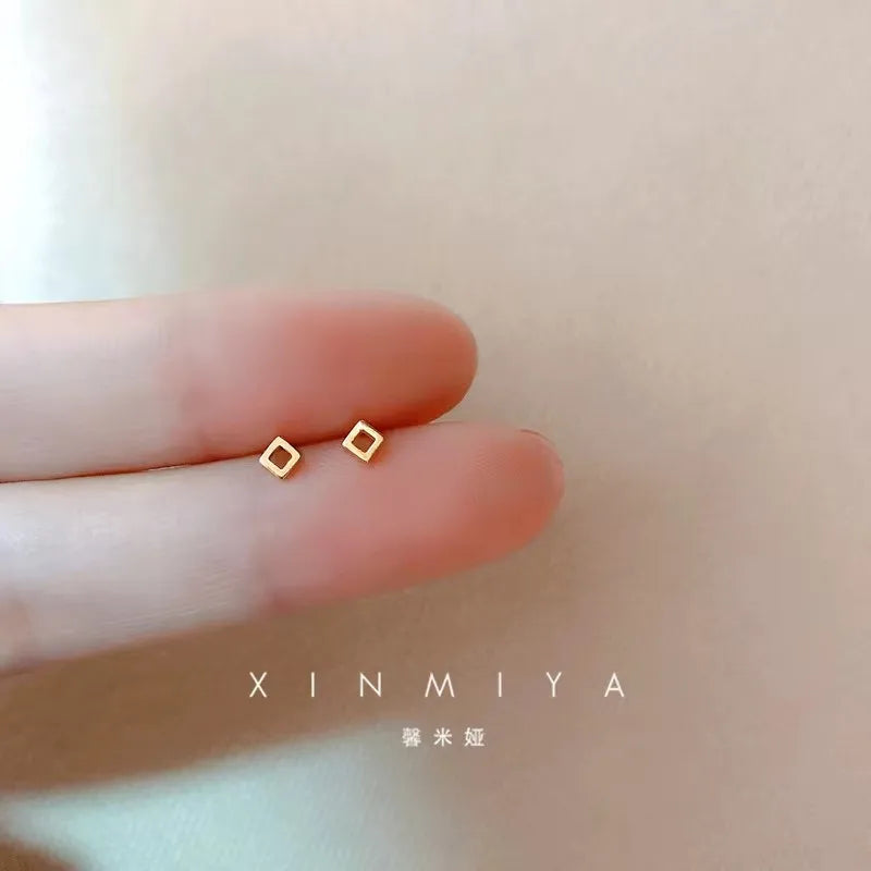 Korean Minimalism Gold Color Small Leaf Butterfly Stud Earrings for Women Hypoallergenic Daily Wear Ear Girls Pierc Gifts