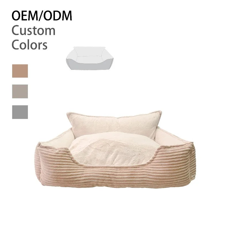 Corduroy Orthopedic Dog Bed - Thick Flat Pad, Removable Cover