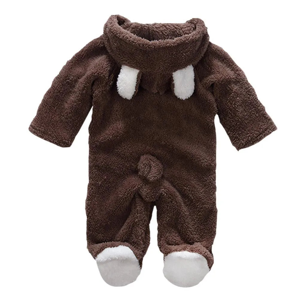 Cute Animal Fleece Baby Romper - Hooded Winter Onesie 0-12 Months - photo 12