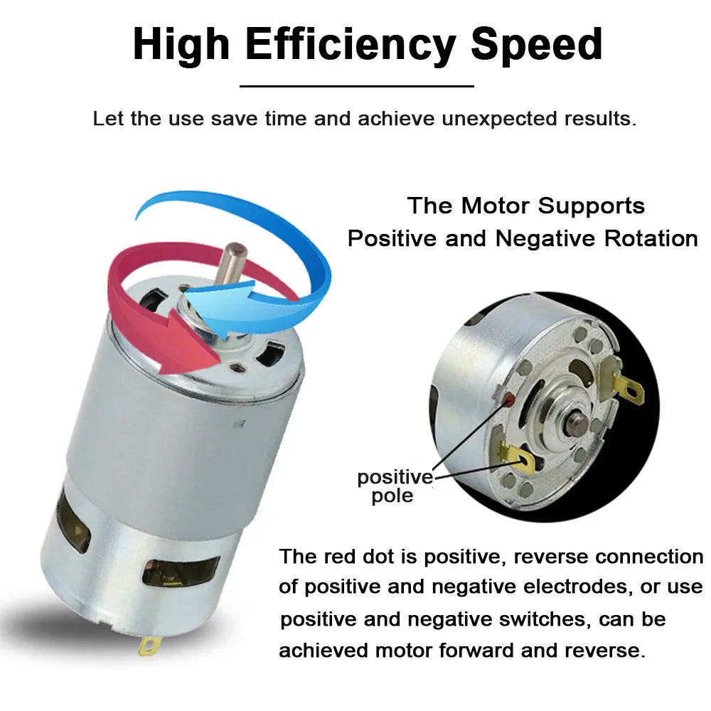 775/795/895 DC Motor 12V/24V 3000-12000RPM High-speed Large Torque Motor for Drill Micro Machine/DIY Model Car with Ball Bearing