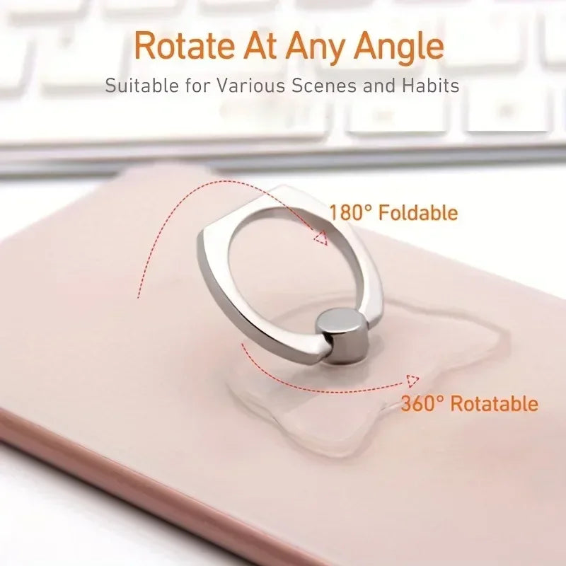 Transparent Cute Cat Phone Ring Holder – Foldable 360° Rotating Stand | Universal Smartphone Accessory