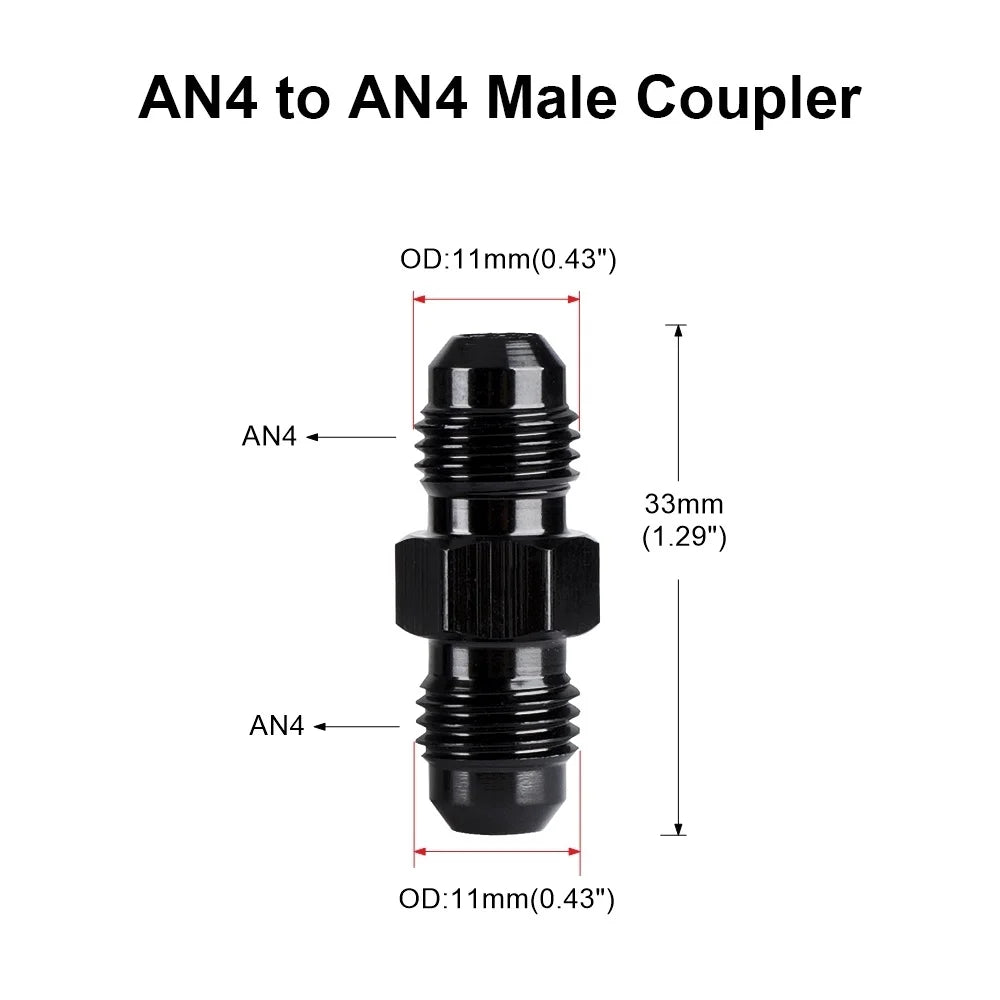 Oil Fuel Hose End Adapter an Straight AN Male To AN Male Coupler AN4 AN6 AN8 AN10 Fittings Aluminum Male Flare AN8 Fitting