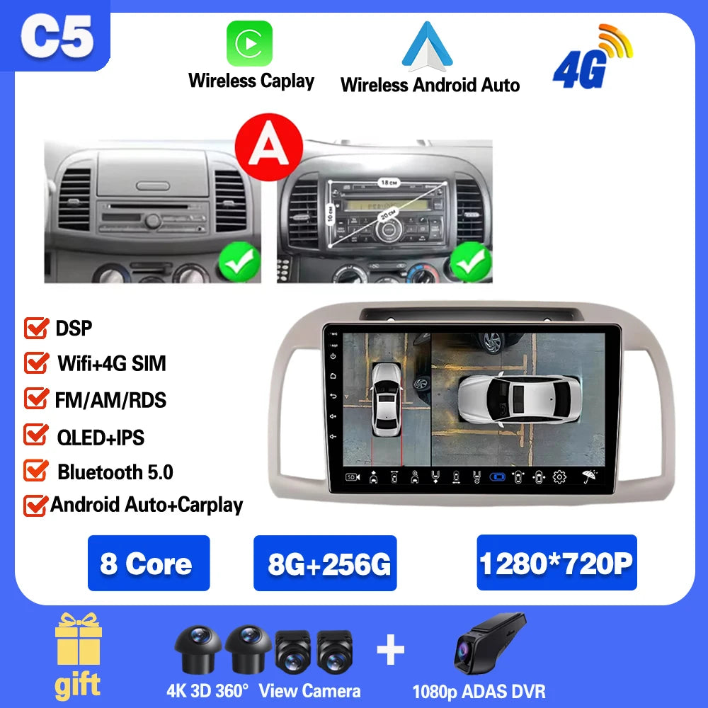 Android 15 For Nissan March Micra K12 2002 -2010 Car Radio Stereo Multimedia WIFI Wireless Carplay Android Auto Navigation 4G BT