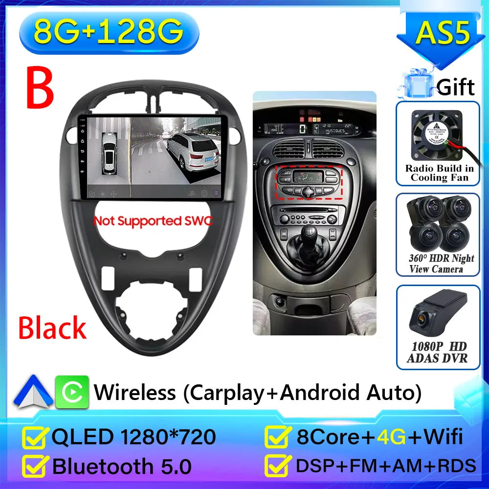 For Citroen Xsara Picasso 1999-2010 Car Radio Carplay Multimedia Player Screen GPS Navigation Android Auto Video Wifi No 2din 2K
