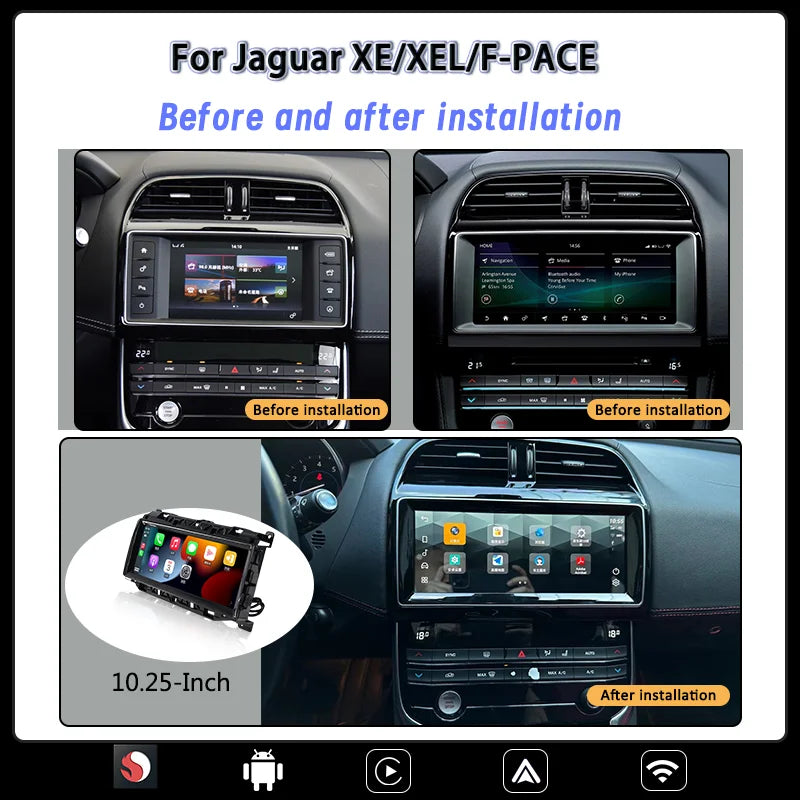 10.25" For Jaguar XE F-PACE X760 X761 Android 14 2016 to 2019 Car Radio Multimedia Player CarPlay and Auto Smart Car System